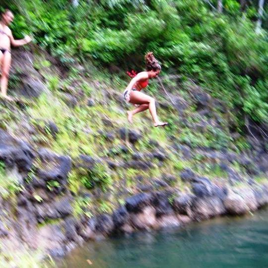 a person swimming in the water